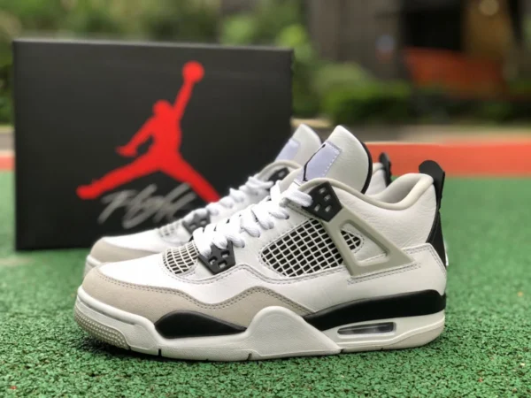 aj4 gris blanco negro puro original modelo de mujer imagen real Air Jordan 4 Retro cemento blanco zapatos de baloncesto retro DH6927-111 408452-111