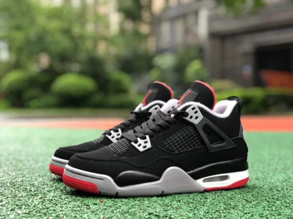 aj4 negro y rojo puro modelo original de mujer imagen de toma real Air Jordan 4 Bred AJ4 negro y rojo 19 réplica 408452-308497-060