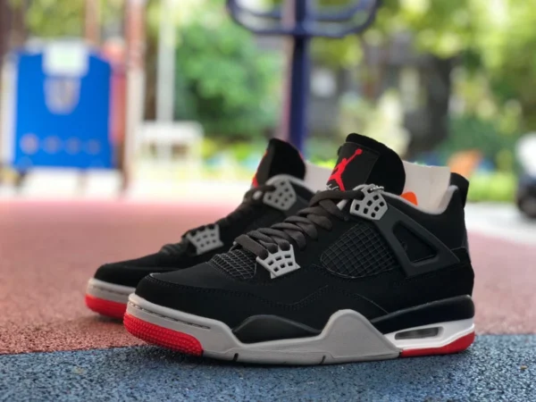 aj4 negro y rojo puro original Air Jordan 4 Bred AJ4 toros negros y rojos 19 años regrabado 308497-060