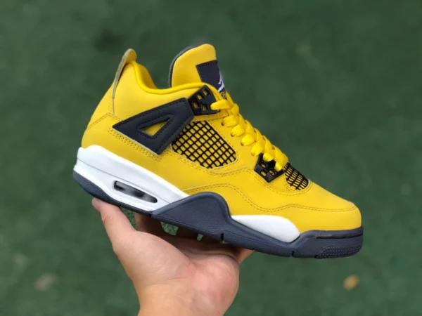 aj4 Dianmu puro original Air Jordan 4 Retro (GS) "Tour Yellow" zapatos de baloncesto Dianmu negros y amarillos 408452-700