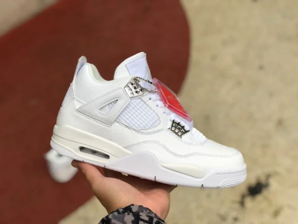 aj4 plata versión rentable Air Jordan 4 Pure Money AJ4 Jordan 4 plata puro blanco blanco gato 308497-100