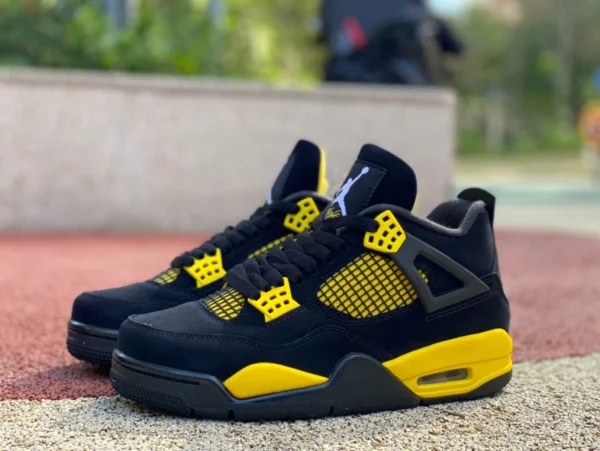 aj4 trueno negro y amarillo Air Jordan 4 Thunder Mid AJ4 réplica de zapatos de baloncesto Thunder God negro y amarillo DH6927-017