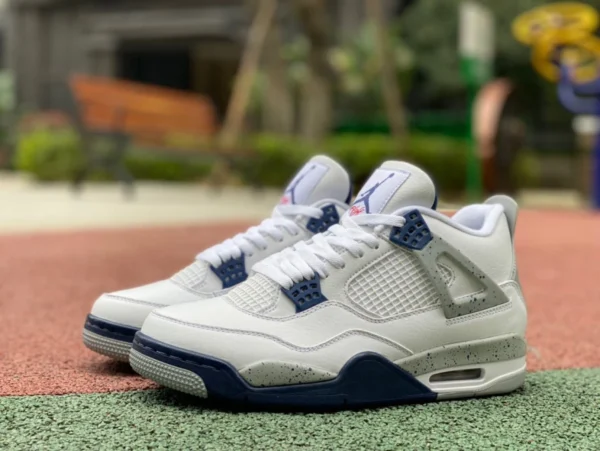 aj4 azul medianoche primera capa de cuero Air Jordan 4 AJ4 blanco azul medianoche azul salpicaduras tinta retro mid-top zapatos de baloncesto para hombres y mujeres DH6927-140