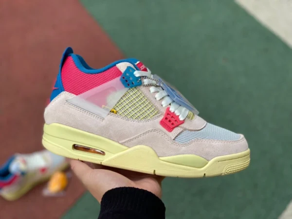 aj4un Rosa Azul Primera Capa Cuero Air Jordan 4 x Union AJ4 Union Joint South Coast Rosa Azul DC9533800