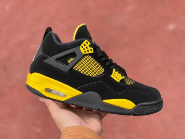 aj4 Black and Yellow Thunder Edición rentable Air Jordan 4 Thunder Mid AJ4 Zapatillas de baloncesto de caña media para hombre Black and Yellow Thunder DH6927-017