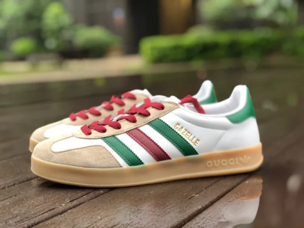 Gucci marca compartida Adidas blanco marrón Gucci x Adidas Gucci marca compartida Adidas Originals Gazelle "Esquisite Gucci" serie antílope caña baja