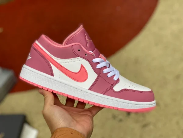 aj1 blanco rosa fresa bajo Air Jordan 1 AJ1 blanco rosa Día de San Valentín rosa blanco fresa oso flor de cerezo rosa zapatos de baloncesto 553560-616