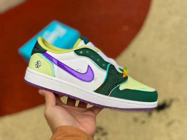 aj1 caridad blanco verde púrpura bajo Nike Dunk azul claro amarillo gancho moda retro deportes y ocio zapatillas bajas DD1503-123