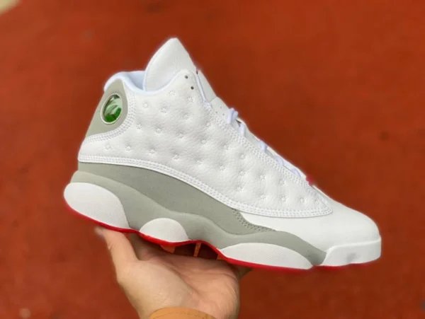 aj13 blanco gris rojo primera capa carbono real Air Jordan 13 "Wolf Grey" lobo gris gris blanco rojo alto top 414571-160