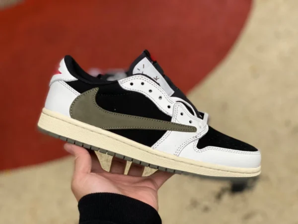 aj1 barb low top verde oliva versión rentable de la primera capa de cuero Travis Scott x Air Jordan 1 Low OG WMNS "Olive" DZ4137-10