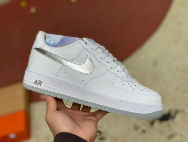 AF1 plata baja pura original Nike Air Force 1 Low AF1 zapatillas Air Force 1 para hombre plateadas DZ6755-100