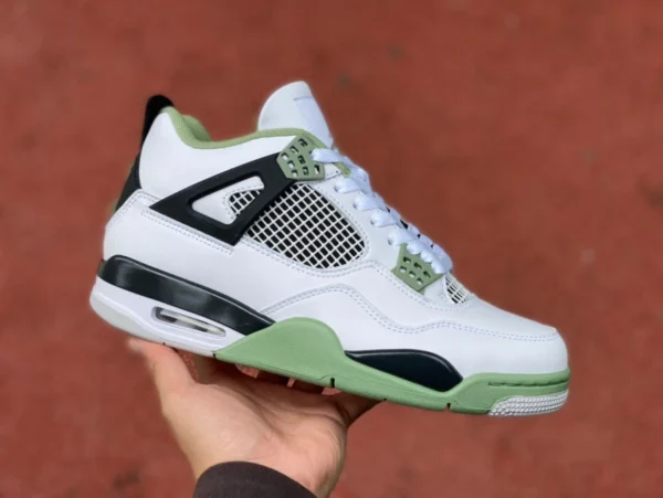 aj4 white green sage versión rentable de las más populares Air Jordan 4 AJ4 white green black matcha green sea salt mid-top zapatillas de baloncesto AQ9129-103 131