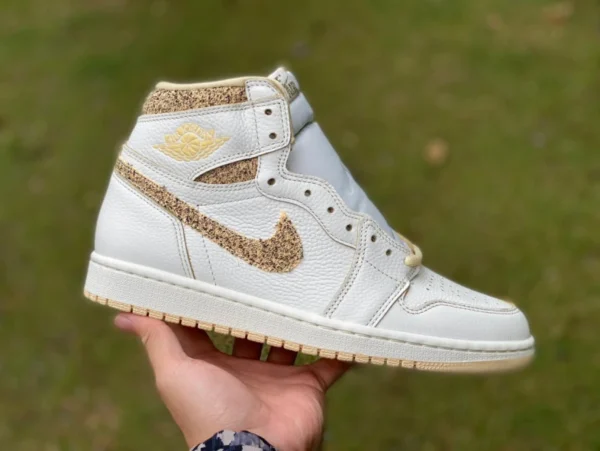 aj1 champán blanco puro desgastado alta calidad Air Jordan 1 "Vibrations of Naija" estilo de pequeña fragancia top alto color champán blanco puro desgastado fd8631-100