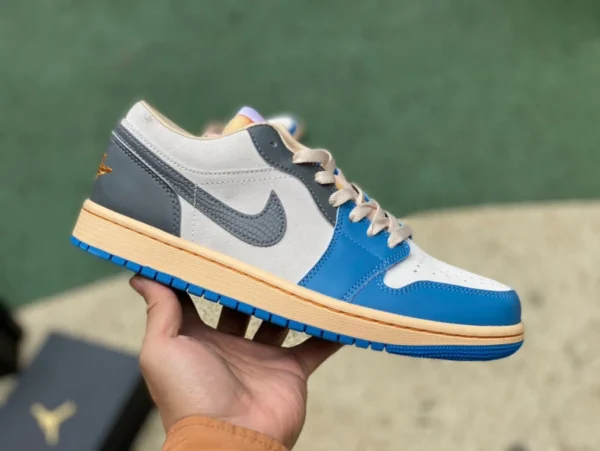 aj1 azul gris blanco bajo puro original Air Jordan 1 AJ1 azul gris blanco UNC gris Carolina del Norte retro casual zapatillas bajas DZ5376-469