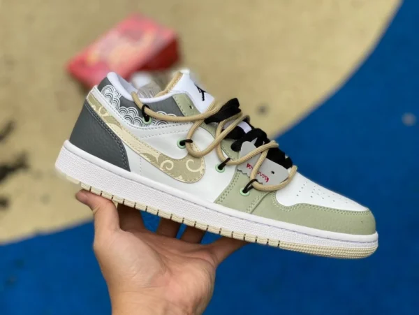 aj1 correa blanco verde gris Air Jordan 1 Low AJ1 blanco matcha verde gris zapatos de baloncesto fb7168-121