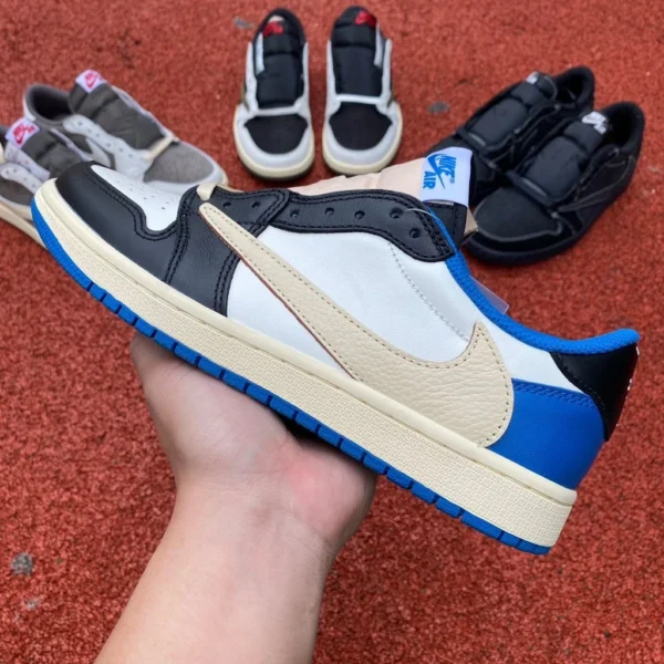 aj1 barb low-top relámpago comercio exterior puro original Air Jordan 1 AJ1 barb blanco y azul Fujiwara Hiroshi relámpago TS zapatillas de baloncesto DM7866-140