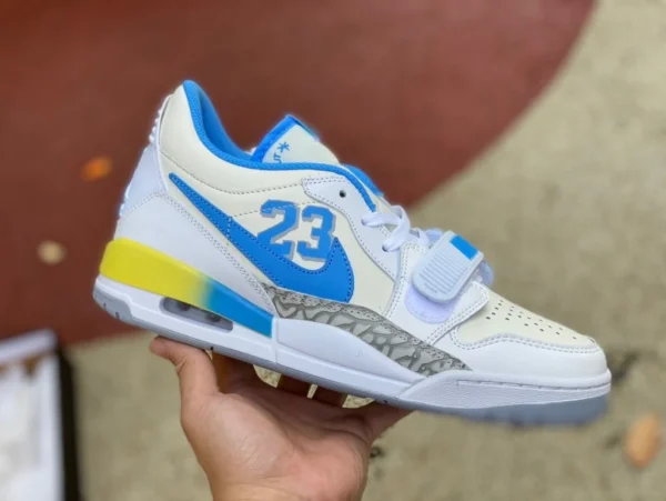 aj312 blanco azul amarillo bajo Air Jordan 3 Retro AJ3 blanco cemento azul cristal fondo 923096-101