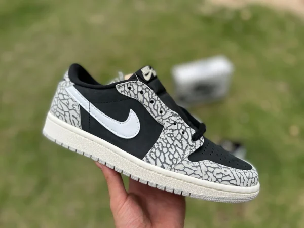 aj1 patrón de explosión de elefante versión baja de comercio exterior Air Jordan 1 Low OG “Black Cement” low top cz0790-001