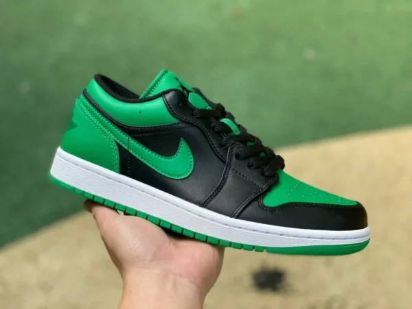 aj1 negro y verde bajo puro original Air Jordan 1 Low AJ1 zapatos de baloncesto retro bajos en negro y verde 553558-065