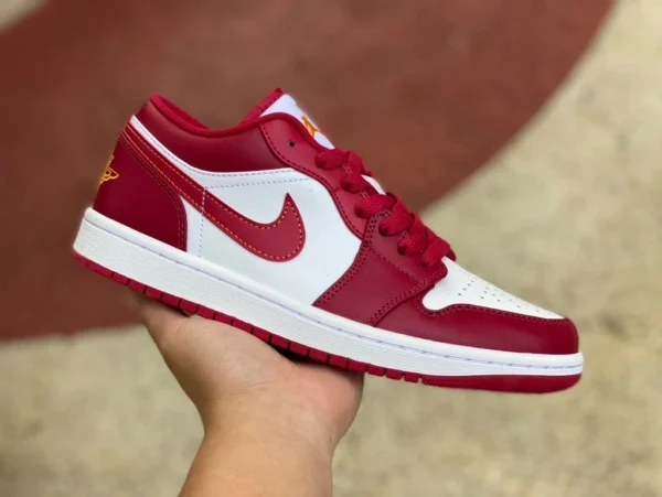 aj1 blanco y rojo bajo puro original Air Jordan 1 Low Cardinal AJ1 zapatos de baloncesto bajos blancos y rojos 553558-607