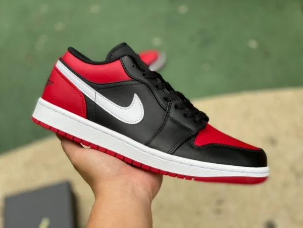 aj1 negro rojo blanco gancho bajo Air Jordan 1 Alternate Bred Toe AJ1 Low negro rojo 553558-066