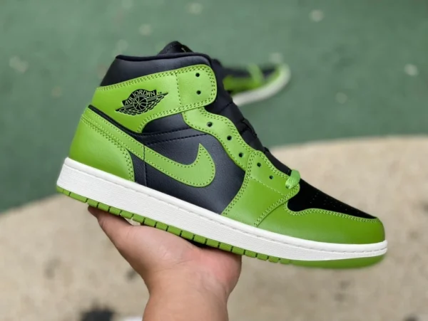 aj1mid negro verde Air Jordan 1 Mid "Green Black" zapatos de baloncesto retro negro verde BQ6472-031