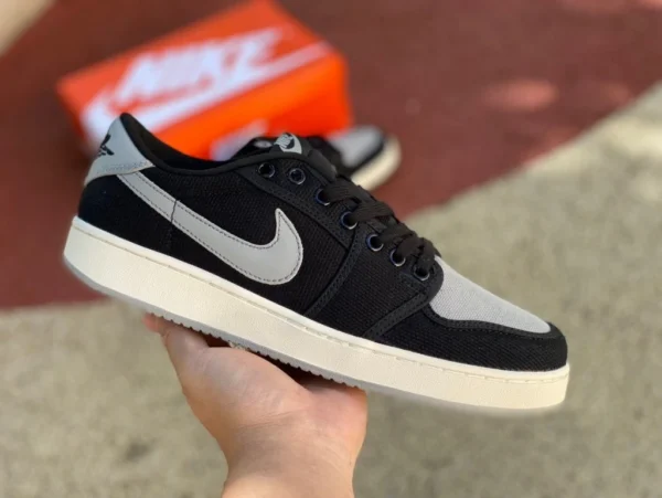 aj1 lona negra y gris baja Air Jordan 1 KO Low AJ1 zapatillas de baloncesto retro de lona baja en negro y gris DX4981-002