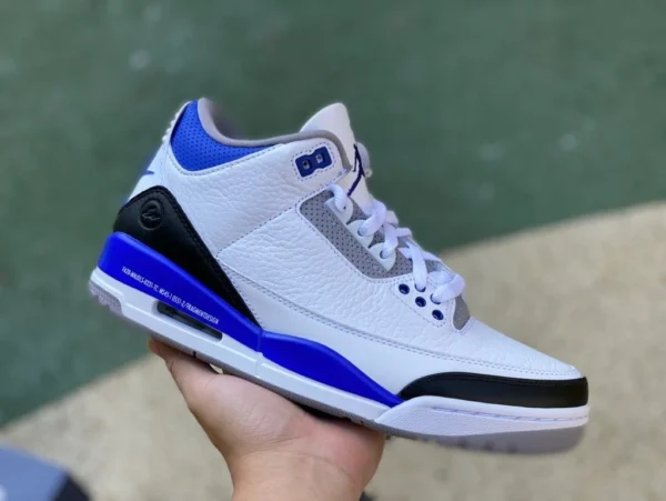 aj3 blanco azul relámpago puro original Air Jordan 3 AJ3 x fragmento Hiroshi Fujiwara conjunto gran relámpago DA3595-100