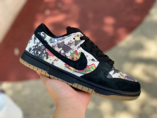 Dunksup joint negro graffiti Supreme x Nike SB Dunk Low zapatillas de deporte negras graffiti fd8778-001