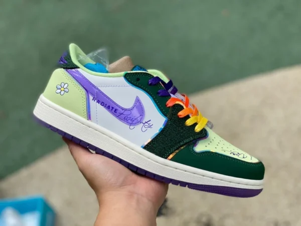 aj1 Charity Verde Púrpura Bajo Air Jordan 1 Retro Low OG Charity DB Doernbecher 2023 FD9665-