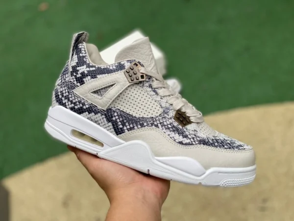 aj4 patrón de serpiente blanca c puro original Air Jordan 4 AJ4 pico de serpiente blanca patrón de serpiente de piel de serpiente edición limitada 819139-030