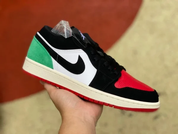 aj1 negro verde rojo street ball low Air Jordan 1 Low "Quai 54" resistente al desgaste transpirable low-top retro negro verde rojo FQ6703-100