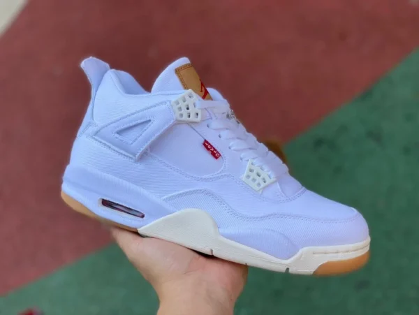 aj4 Levis blanco Air Jordan 4 x levis denim junta resistente al desgaste Levis AO2571-100