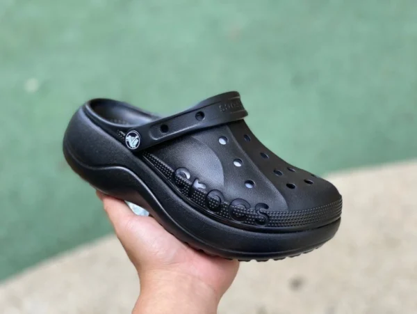 Sandalias Crocs negras logo Crocs Crocs Bava Platform Clog sandalias deportivas antideslizantes resistentes al desgaste 208186-001