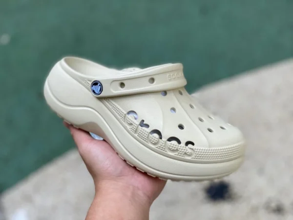 Sandalias Crocs beige logo Crocs Crocs Bava Platform Clog sandalias deportivas antideslizantes resistentes al desgaste 208186-001