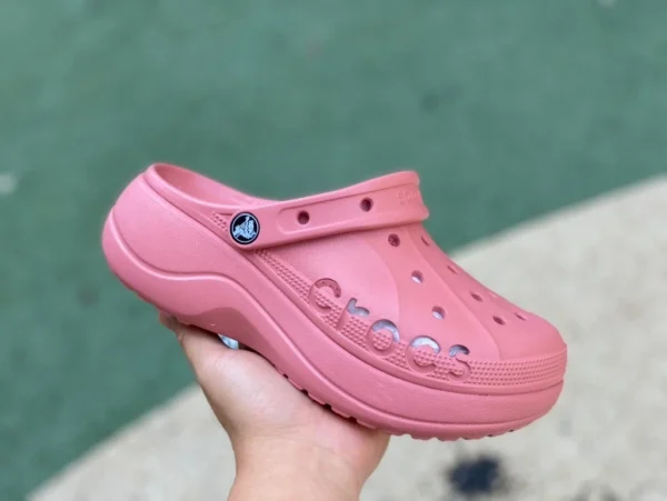 Sandalias Crocs rosa logo Crocs Crocs Bava Platform Clog sandalias deportivas antideslizantes resistentes al desgaste 208186-001