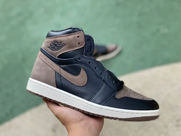 aj1 negro marrón mocha versión LJR producido Air Jordan 1 High OG "Palomino" cuero mocha top alto marrón negro mocha negro marrón cuero pequeño