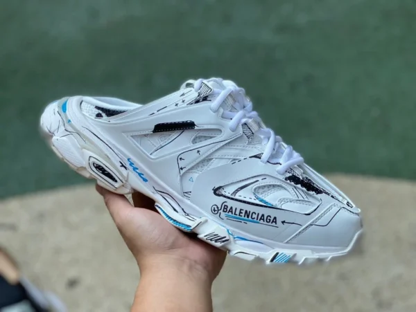 Medias zapatillas Balenciaga graffiti blanco Sandalias de moda con bordado de logo de tela Balenciaga Triple S para hombre