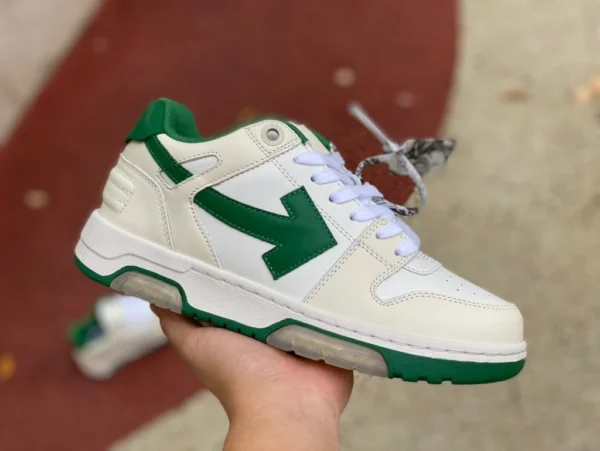 OW blanco y verde OFF-WHITE out Of Ofhce Zapatos bajos de piel con cordones y punta redonda blanco y verde