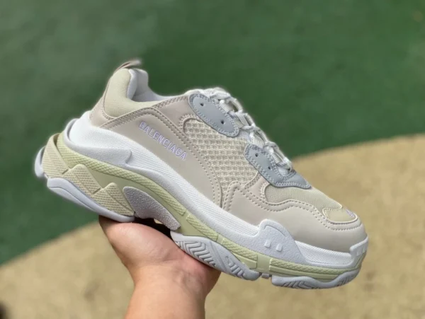 Balenciaga blanco y gris Balenciaga Triple S zapatos dad bajos de espuma de doble capa de malla blanco y gris 524039W2FW49790