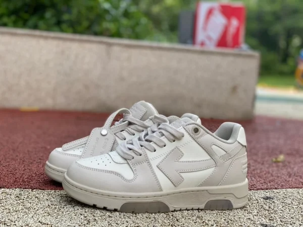 OW blanco gris OFF-WHITE out Of Ofhce zapatos bajos de cuero con cordones y punta redonda