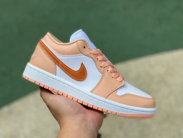 aj1 blanco rosa naranja bajo puro original Air Jordan 1 Low AJ1 blanco rosa naranja low-top retro zapatos de baloncesto casual para mujer DC0774801