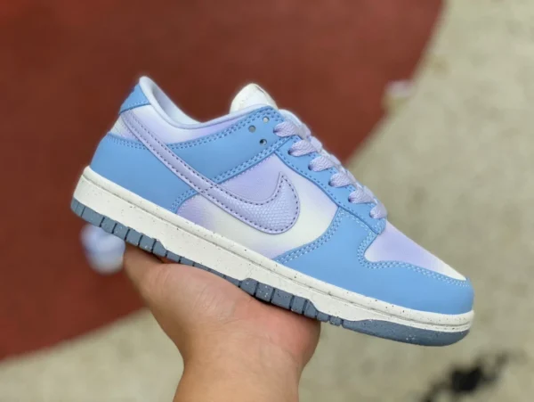 Dunk blanco azul púrpura bajo Nike Dunk Low Nike zapatos de mujer blanco azul púrpura diamante gancho zapatillas retro bajas zapatos casuales FN0323400