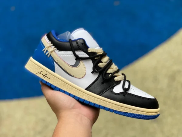 aj1 strapped negro y blanco azul Air Jordan 1 Low AJ1 zapatos de baloncesto retro casual azul y blanco DC0774416