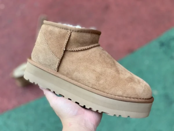 Zapatos de algodón UGG suela gruesa media caña marrón UGG Tasman ante simple moda casual zapatillas de algodón para mujer