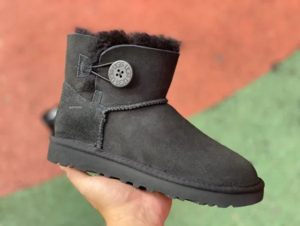 UGG botas cortas para la nieve cortas y cálidas a media pantorrilla de piel de oveja y terciopelo UGG Bailey negras para mujer