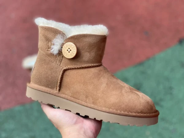 UGG botas cortas para la nieve a media pantorrilla cortas y cálidas de piel de oveja y terciopelo UGG marrón para mujer