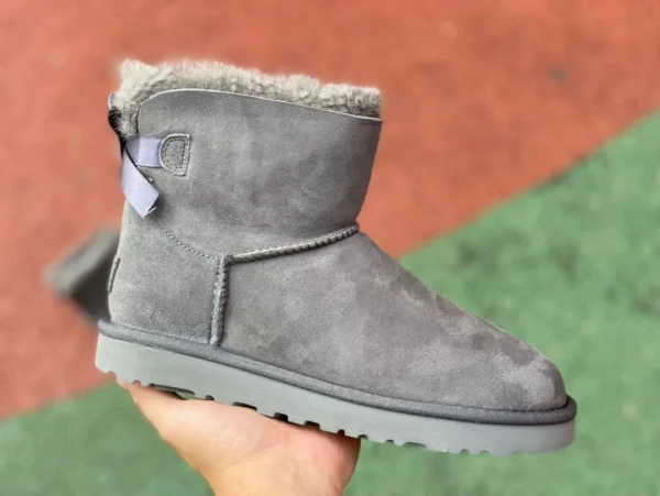 UGG arco gris UGG Bailey botas de nieve de piel de oveja más terciopelo cálido corto hasta media pantorrilla para mujer