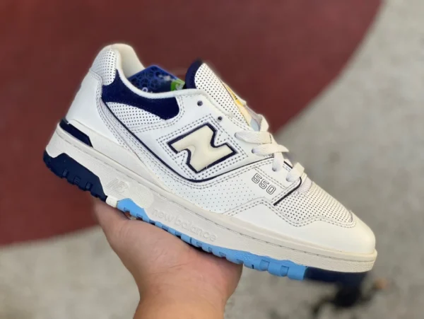 NB550 arroz blanco y azul puro original New Balance 550 series zapatos de baloncesto retro del mismo estilo para hombres y mujeres BB550A3