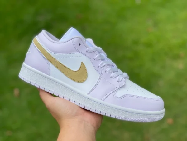 aj1 blanco púrpura oro gancho bajo puro original Air Jordan 1 Low AJ1 blanco púrpura low-top retro zapatos de baloncesto DC0774501